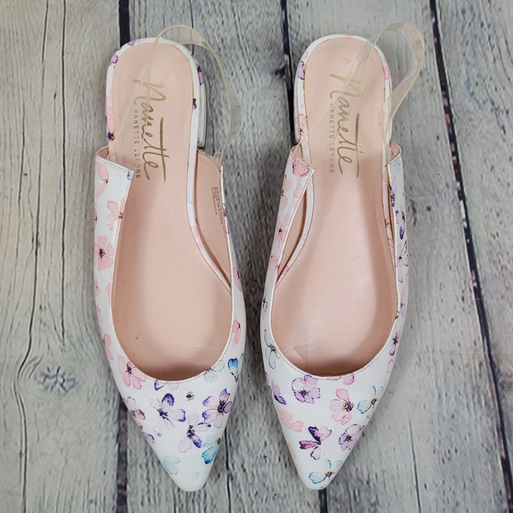 NANETTE LEPORE | Faith slingback pointed toe flower floral flats
